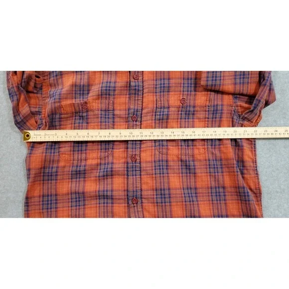 Patagonia Orange and Blue Plaid Casual Button Down Shirt - Picture 3 of 10